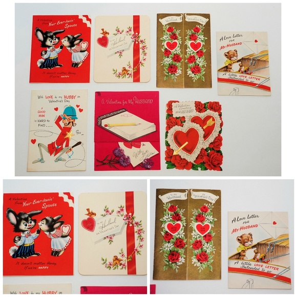 VTG Valentine's Day Folded Card Lot of 7, HUSBAND - Picture 1 of 8